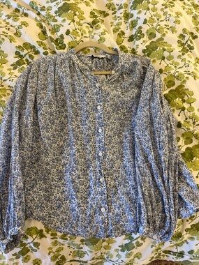 And Other Stories Women's Blue Floral Button-Up Blouse